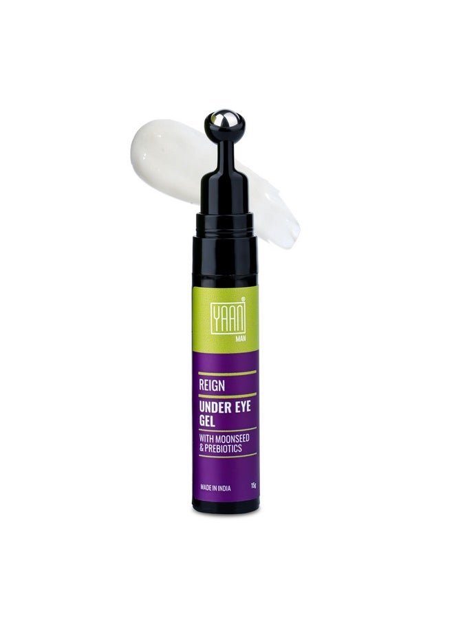 Under Eye Gel | Eliminates Dark Circles And Depuffs | With Moonseed And Probiotics | Inbuilt Cooling Massage Rollear | 15Gm