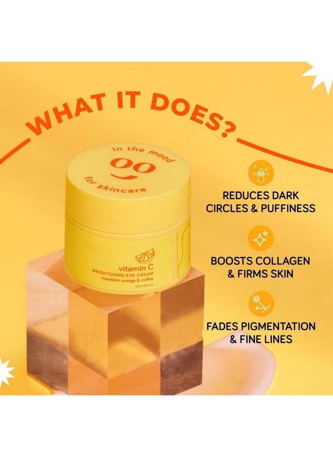Vitamin C Brightening Under Eye Cream With Niacinamide, Caffeine For Dark Circles, Puffiness & Fine Lines | 94% Users Saw Reduced Dark Circles | 100% Vegan-For Women & Men