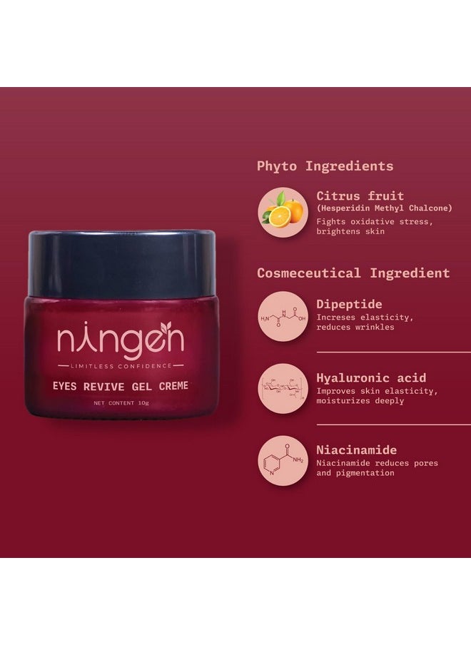 Eyes Revive Gel Cream | Under Eye Cream For Dark Circles, Wrinkles, Puffy Eyes & Anti Ageing (10G) | Hyaluronic Acid & Niacinamide | Cruelty & Paraben Free | For Men & Women | All Skin Types