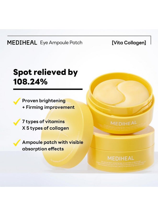 Vita Collagen Under Eye Patches For - Korean Hydrogel Eye Pads With 7 Vitamin & 5 Micro Collagen. Moisturizng & Non Irritating Eye Gel Mask. Sealing Cap Included.