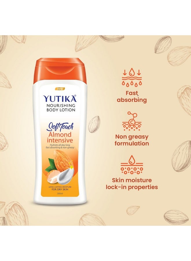 Soft Touch Almond Intensive Nourishing Body Lotion For Dry Skin, All-Day Hydration, Fast Absorbing & Non-Greasy, Long-Lasting Moisture, 300Ml (Pack Of 3)