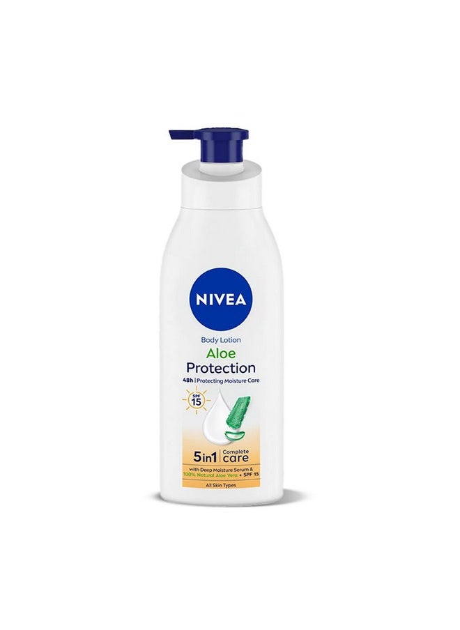 Aloe Protection Body Lotion 400 Ml | Spf 15 | Aloe Vera Extracts | Dep Moisture Serum | Men And Women | All Skin Type