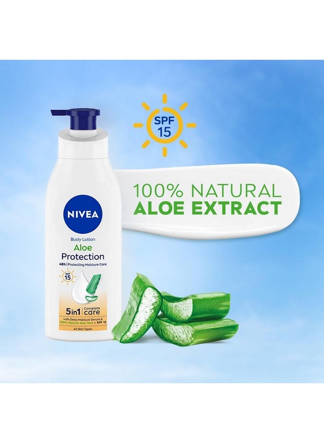 Aloe Protection Body Lotion 400 Ml | Spf 15 | Aloe Vera Extracts | Dep Moisture Serum | Men And Women | All Skin Type