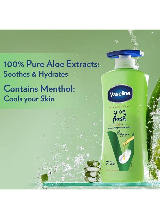 Aloe Fresh Body Lotion,24 Hr Long Lasting Moisturisation With Aloe Vera Extract And Menthol, 600Ml