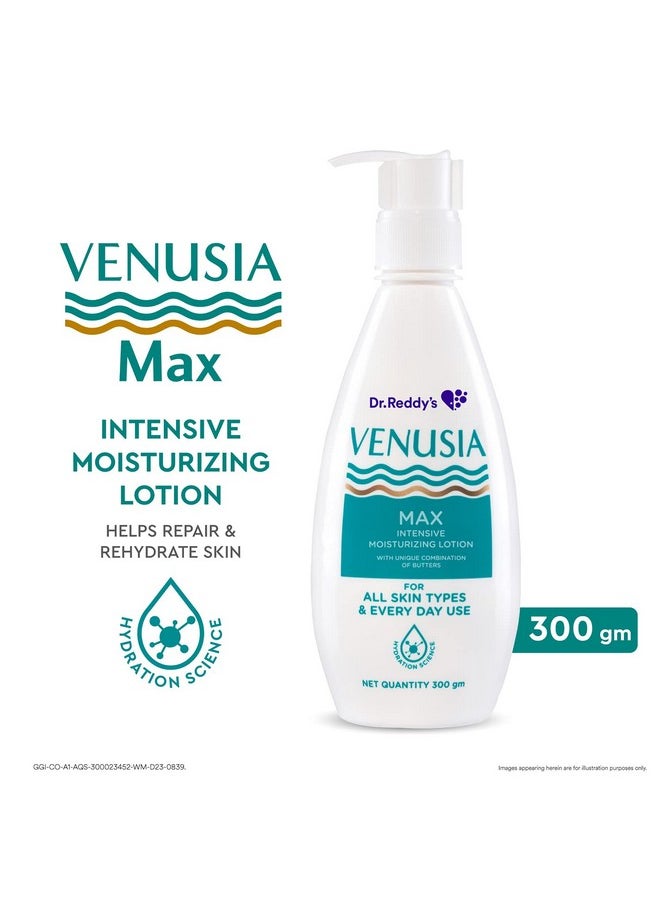 Dy’S Venusia Max Intensive Moisturizing Lotion | Paraben Free Body Lotion For Dry Skin | Moisturizer Infused With Shea Butter & Cocoa Butter | 300G