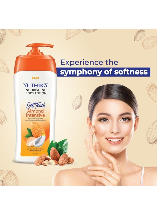 Yutika Softtouch Nourishing Body Lotion For Long Lasting Moisture And Soothing Skin For Men And Women (Almond, 500Ml)