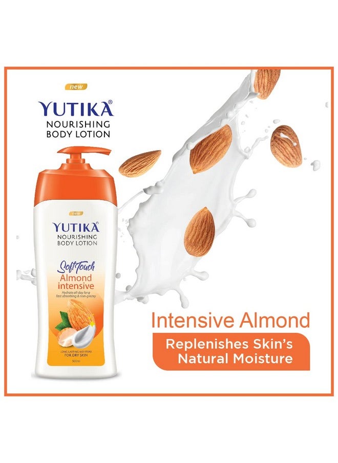 Yutika Softtouch Nourishing Body Lotion For Long Lasting Moisture And Soothing Skin For Men And Women (Almond, 500Ml)