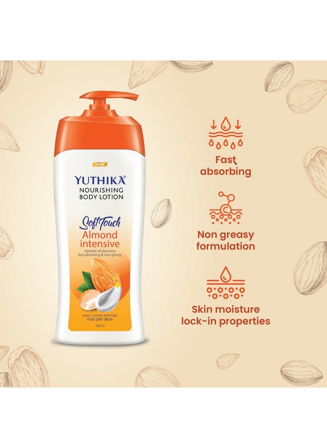 Yutika Softtouch Nourishing Body Lotion For Long Lasting Moisture And Soothing Skin For Men And Women (Almond, 500Ml)