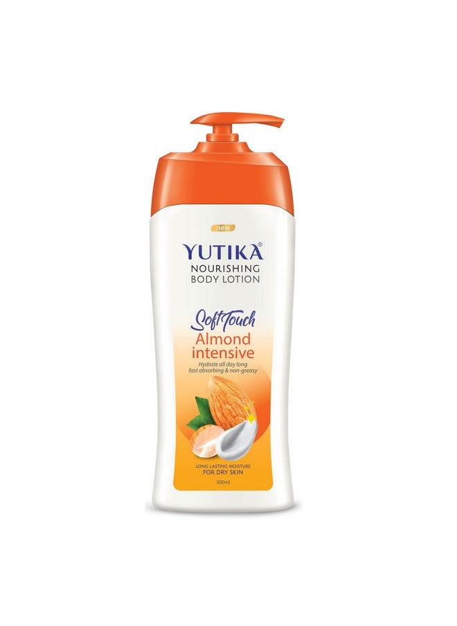 Yutika Softtouch Nourishing Body Lotion For Long Lasting Moisture And Soothing Skin For Men And Women (Almond, 500Ml)