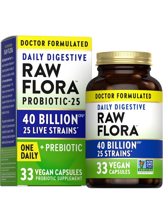 Raw Flora Probiotic with Prebiotics | 40 Billion CFU | Daily Digestive Vegan Capsules | Gluten Free Supplement for Men and Women | by Nature's Truth