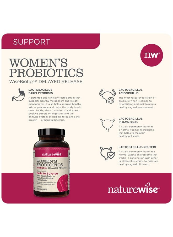 NatureWise Probiotics for Women - Multi-Strain Probiotic with Prebiotics + Cranberry - Vaginal, PH Balance, Digestive, Urinary Tract - 18 Unique Strains, 20 Billion CFU - 60 Capsules[2-Month Supply]