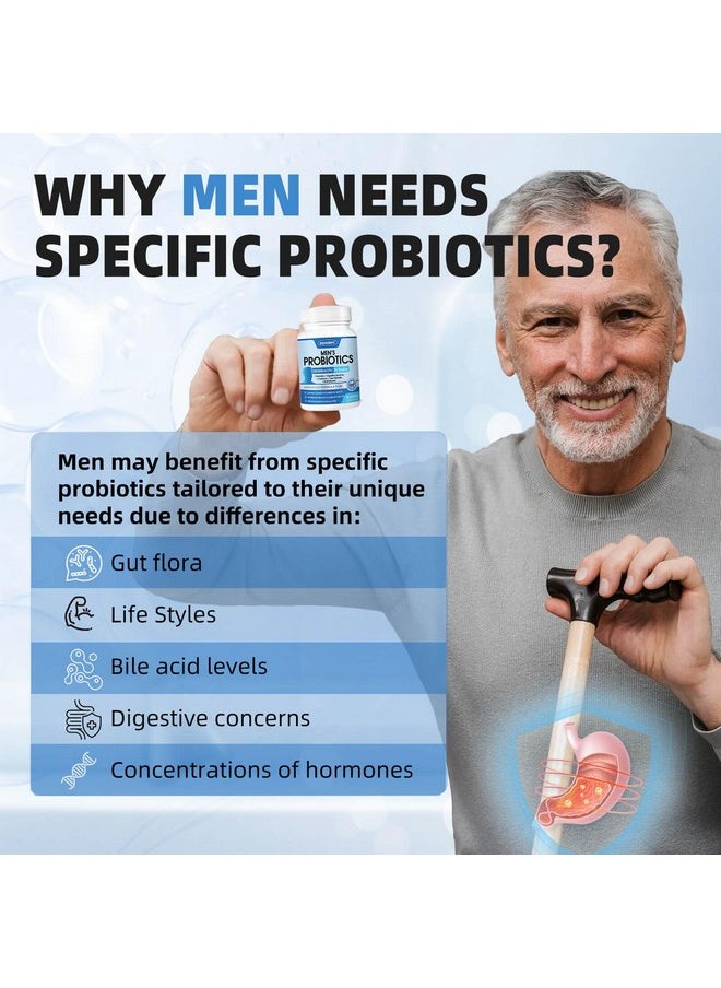 ZEBORA Probiotics for Men 100 Billion CFU - Probiotics for Digestive Health, Men's Probiotics Supplement, Prebiotics & Enzymes, for Prostate Health with Saw Palmetto | 90 Veg Capsules