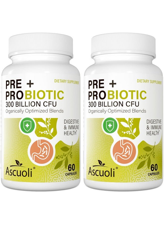 Ascuoli Probiotics Women & Men-300 Billion CFU, 22 Strains Probiotics + 15 Organic Herbs Prebiotics Blend, Daily Probiotics Digestive Health, Immune Constipation, Diarrhea, Bloating-4 Month Supply