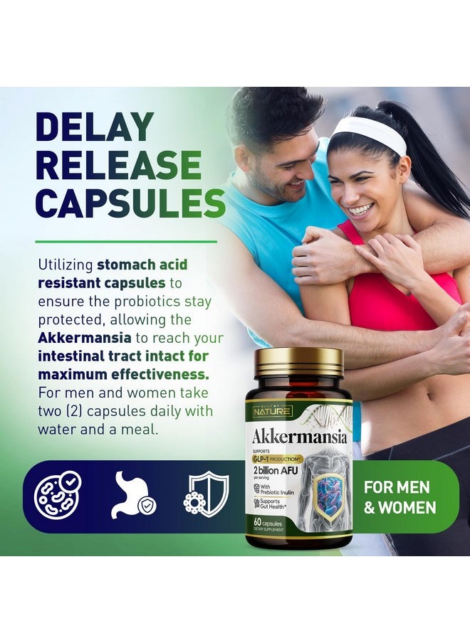 Built by Nature Akkermansia Muciniphila Probiotic Supplement - 2 Billion AFU - Supports GLP-1, Immune & Digestive Gut Health - 120 Delayed Release Capsules