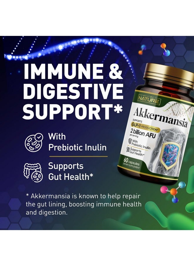 Built by Nature Akkermansia Muciniphila Probiotic Supplement - 2 Billion AFU - Supports GLP-1, Immune & Digestive Gut Health - 120 Delayed Release Capsules