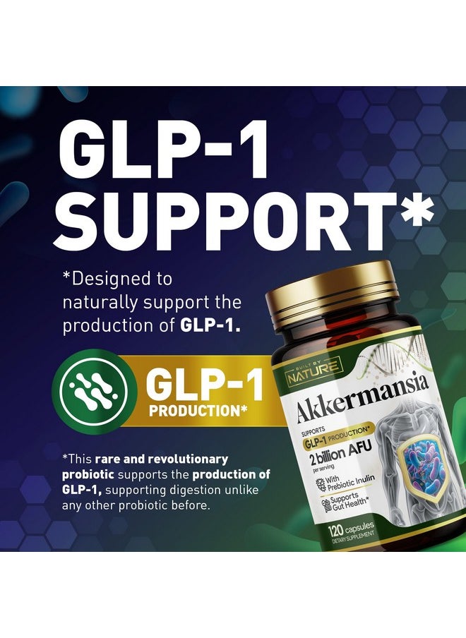 Built by Nature Akkermansia Muciniphila Probiotic Supplement - 2 Billion AFU - Supports GLP-1, Immune & Digestive Gut Health - 120 Delayed Release Capsules