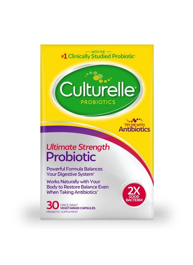 Culturelle Ultimate Strength Probiotic for Men and Women, Most Clinically Studied Probiotic Strain, 20 Billion CFUs, Supports Occasional Diarrhea, Gas & Bloating, Non-GMO, 30 Count