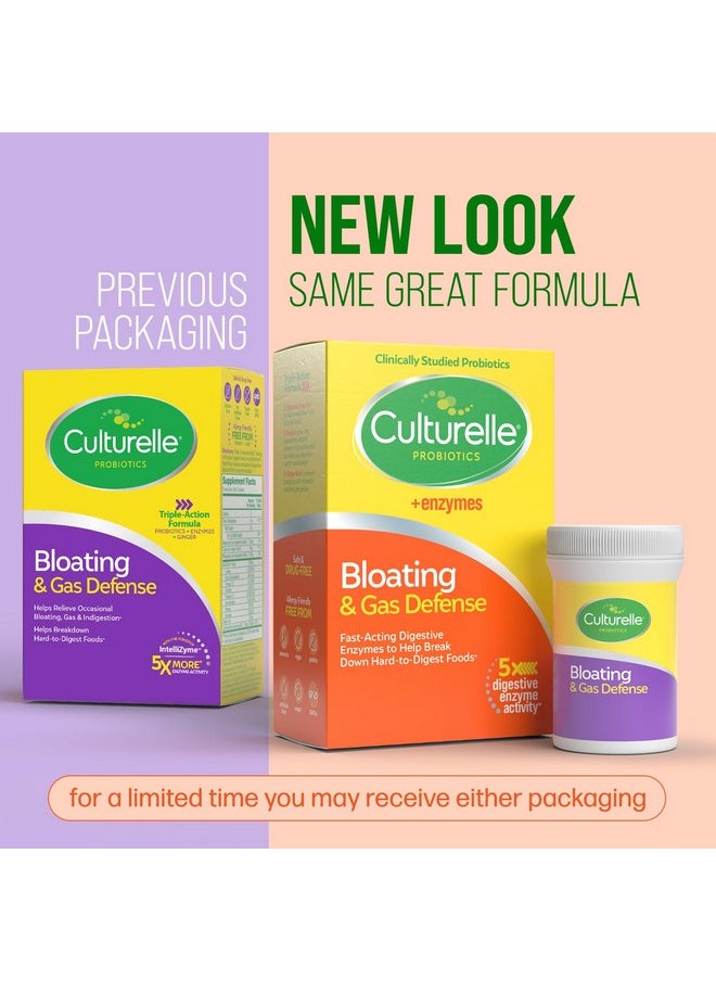 Culturelle Bloating & Gas Defense, Digestive Enzymes & Probiotics for Digestive Health, 30 Capsules, Supports Occasional Indigestion & Discomfort