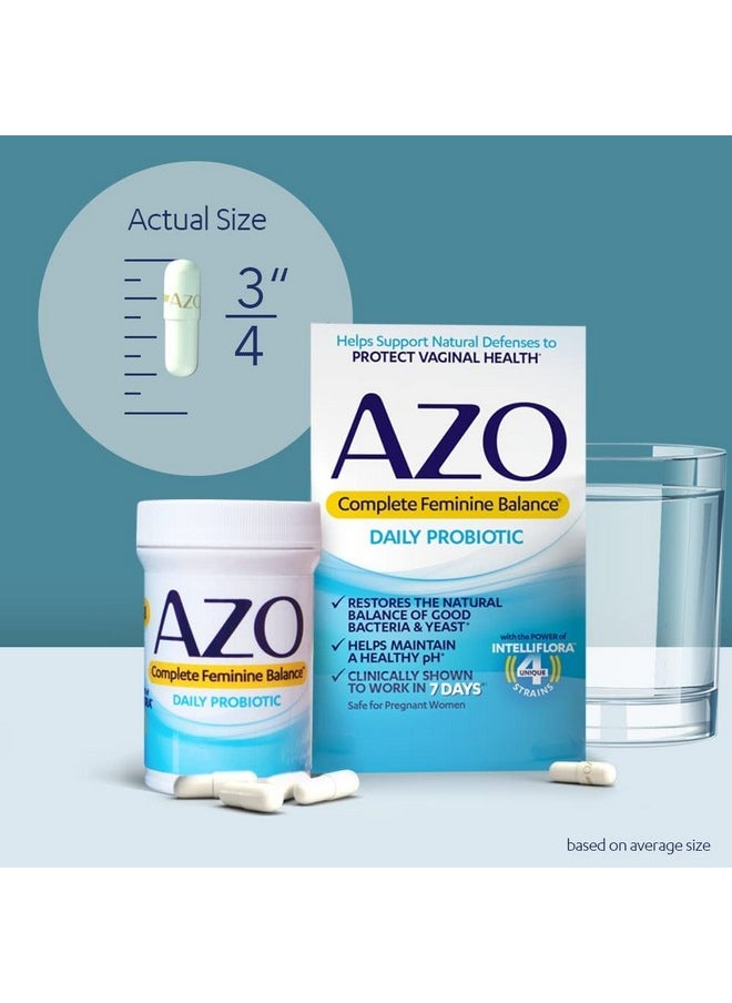 AZO Complete Feminine Balance Daily Probiotics for Women, Clinically Proven to Help Protect Vaginal Health, balance pH and yeast, Non-GMO, 30 Count