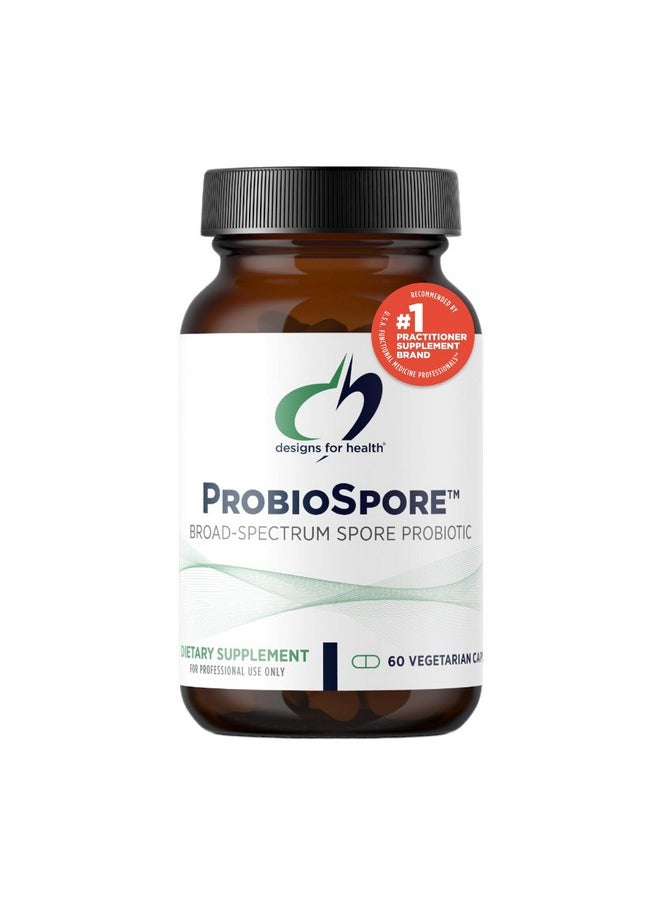 Designs for Health ProbioSpore - Powerful Spore Based Probiotic, Soil-Based Probiotics Supplement - Shelf Stable Gut + Immune Support, Non-GMO + Dairy Free (60 Capsules)