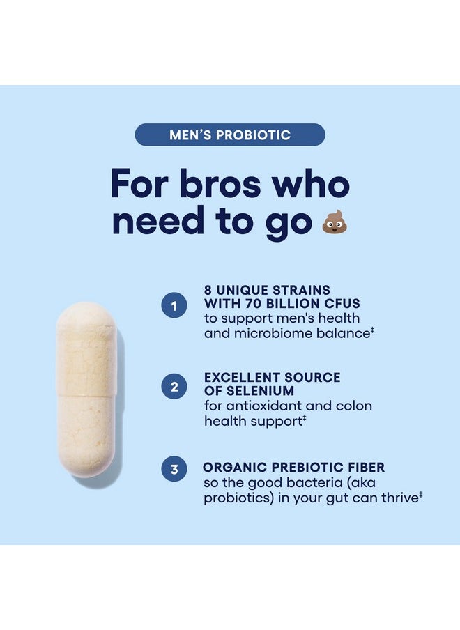 Physician's CHOICE Probiotics for Men - 70 Billion CFU - 8 Strains - w/Selenium & Organic Prebiotics - Supports Digestive Health, Microbiome, Colon, & Immune Health - Advanced Men's Probiotic - 30ct