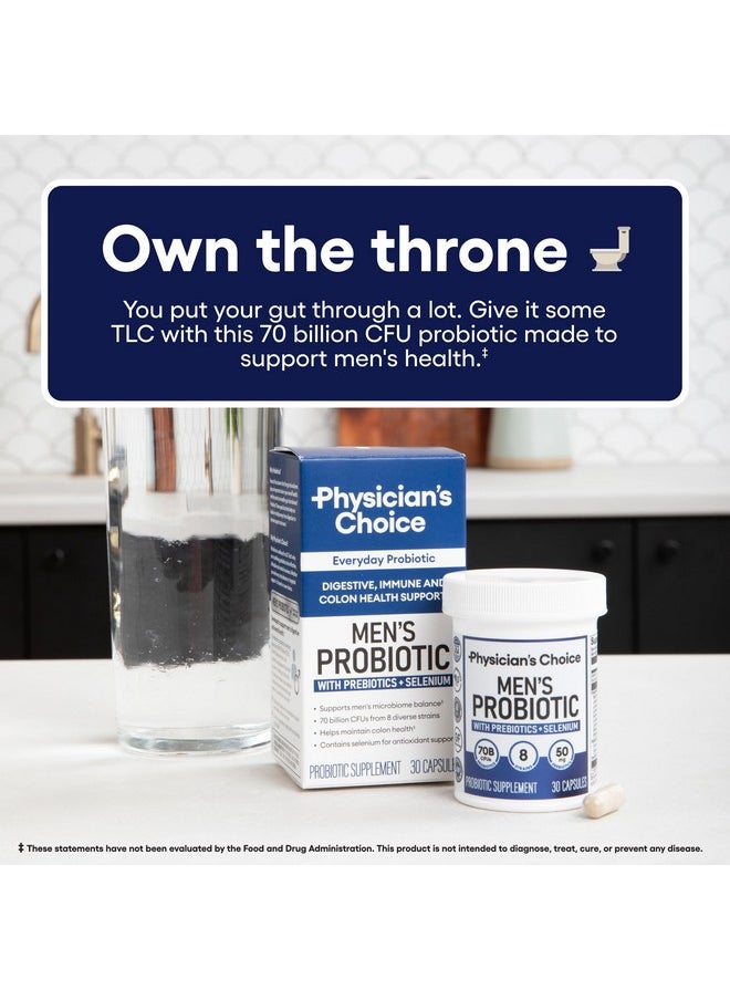 Physician's CHOICE Probiotics for Men - 70 Billion CFU - 8 Strains - w/Selenium & Organic Prebiotics - Supports Digestive Health, Microbiome, Colon, & Immune Health - Advanced Men's Probiotic - 30ct