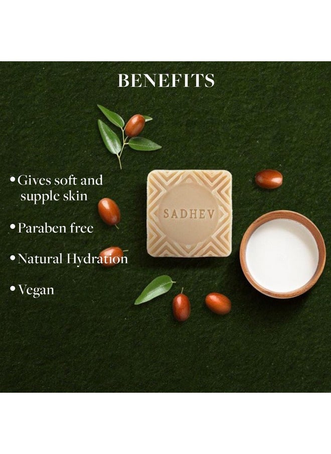 Ayurvedic Goat Milk And Jojoba Butter Bathing Soap For Dull Dry Pigmented And Tanned Skin Chemical Free - 125G (Pack Of 1)