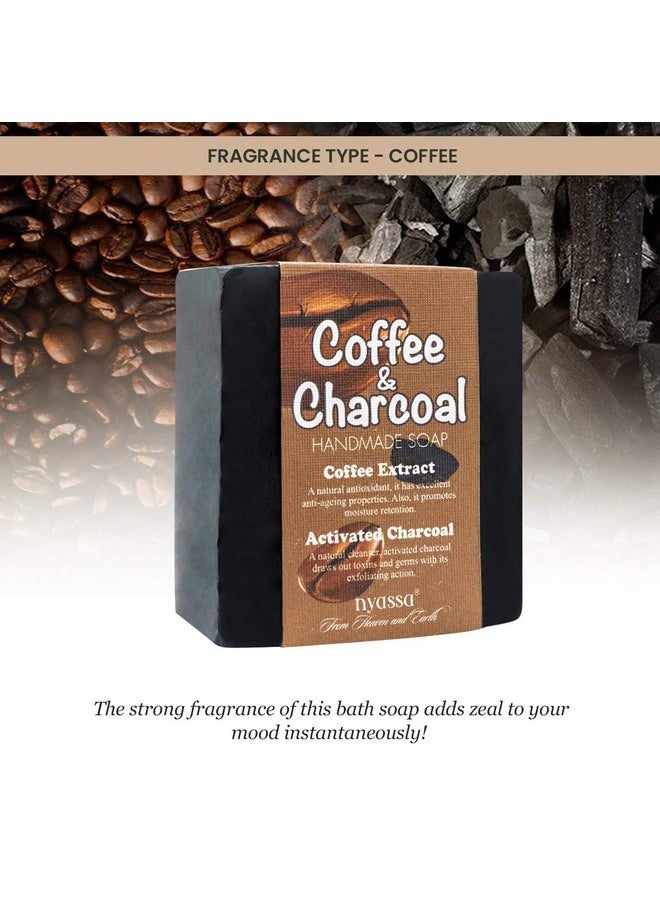 Coffee And Charcoal Handmade Soap 150 Gm With Natural Ingredients And A Strong Invigorating Fragrance. Features Coffee Extract And Activated Charcoal. No Paraben, Cruelty Free