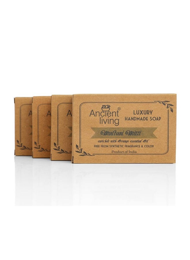 Multani Mitti Luxury Handmade Organic Soap Pack Of 4 (100) Gm Each For Oily Skin