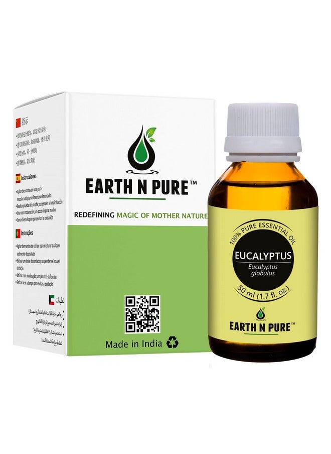 Eucalyptus Essential Oil (Nilgiri Oil) Undiluted, Natural, Therapeutic Grade With Glass Dropper 50 Ml