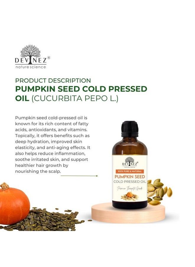 Pumpkin Seed Cold Pressed Oil 50Ml With Lotion Pump - 100% Pure Organic, Undiluted, Natural Oil For Eyelashes, Eyebrows, Hair And Skin Care,Therapeutic Grade (Kaddu Oil)