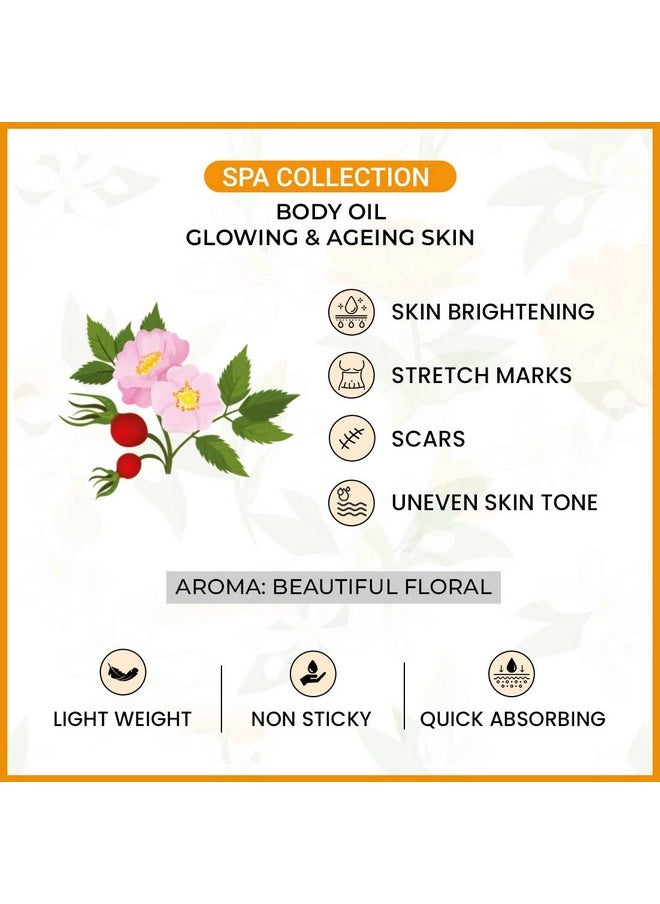 Keya Seth Aromatherapy Rosehip Body Oil Non-Sticky & Quick Absorbing I Glowing & Ageing Skin Reduces Stretch Marks, Scars, Uneven Skin Tone 200Ml