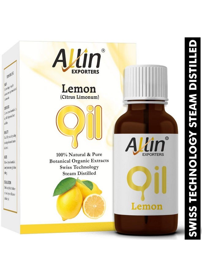 Lemon Essential Oil 100% Natural, Pure & Therapeutic Grade For Skin, Face, Hair, Aromatherapy, Diffuser, Diy Cleaning Blends, Soap & Candle Making (30 Ml)