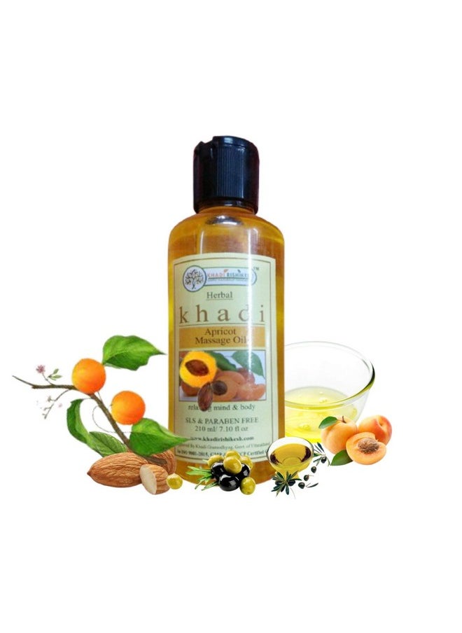 Herbal Apricot Massage Oil For Reduces Skin Aging - Reduce Stress , Pain - Relaxing Massage Oil - Reduce Wrinkle Anti-Ageing & Skin Lightening Oil ,Full Body - Men & Women 210Ml