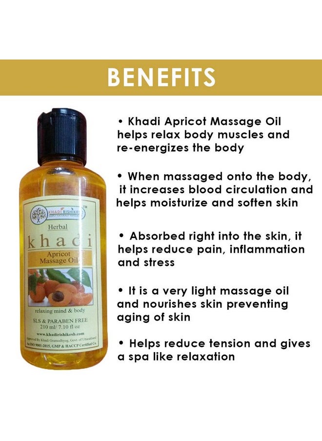 Herbal Apricot Massage Oil For Reduces Skin Aging - Reduce Stress , Pain - Relaxing Massage Oil - Reduce Wrinkle Anti-Ageing & Skin Lightening Oil ,Full Body - Men & Women 210Ml