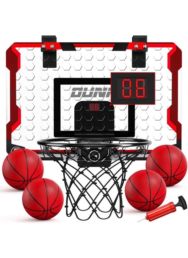 Basketball Hoop Indoor, Mini Basketball Hoop With 4 Balls & Electronic Scoreboard, Over The Door Basketball Hoop, Basketball Toys For Boys Girls Age 5 6 7 8 9 10 11 12 - Kids & Teens Gift Ideas