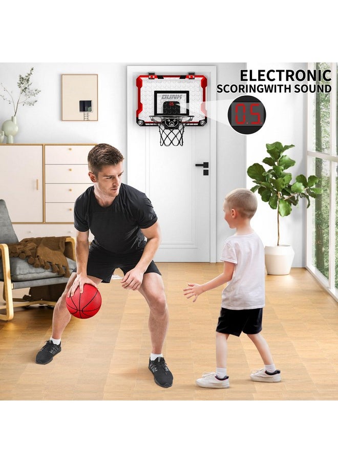 Basketball Hoop Indoor, Mini Basketball Hoop With 4 Balls & Electronic Scoreboard, Over The Door Basketball Hoop, Basketball Toys For Boys Girls Age 5 6 7 8 9 10 11 12 - Kids & Teens Gift Ideas