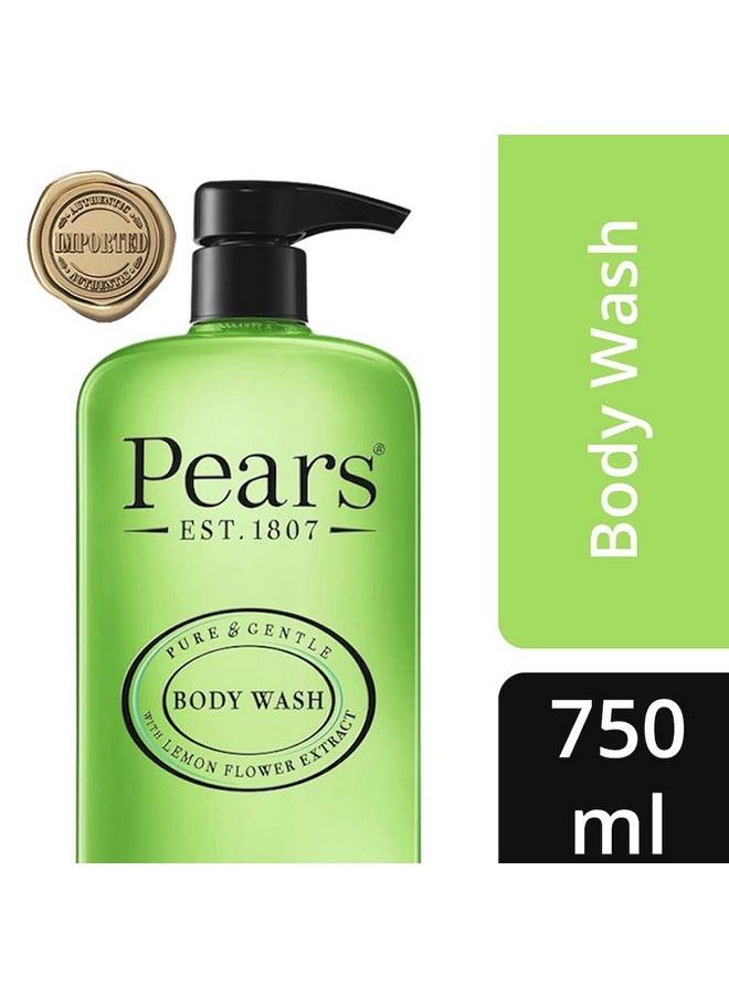 Pure & Gentle Shower Gel, Body Wash With Oil Clear Formula For Removing Excess Oil With Lemon Flower Extracts, 100% Soap Free, Imported, 750 Ml