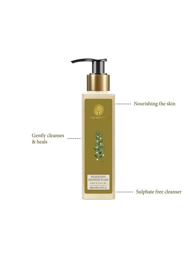 Silkening Shower Wash Oudh & Green Tea | Ayurvedic Natural Body Wash For Soft Smooth Skin | Paraben Free & Sulphate Free Shower Gel