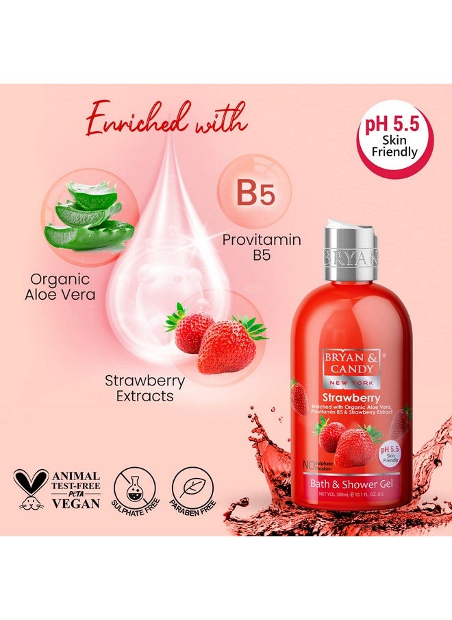 Strawberry Shower Gel (300Ml) With Aloe Vera. Gentle, Moisturizing Body Wash For Soft, Supple Skin