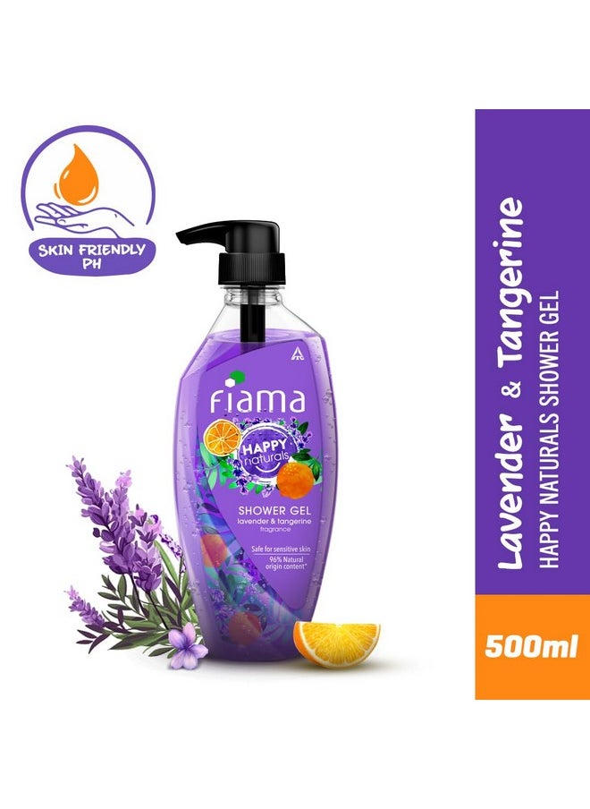 Happy Naturals Body Wash Shower Gel, Lavender And Tangerine, 500Ml, Fragrant Body Wash For Women & Men, 96% Natural Origin Content, Safe On Sensitive Skin Bodywash