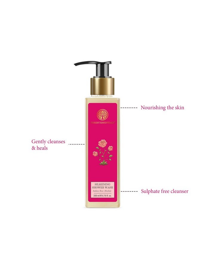 Silkening Shower Wash Indian Rose Absolute | Natural Body Wash For Soft & Smooth Skin | Paraben & Sulphate Free Ayurvedic Body Wash | For Women & Men | 200 Ml