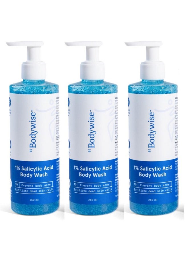 1% Salicylic Acid Body Wash 750Ml | Helps To Prevent Body Acne & Cleanse Skin | Paraben And Sls Free | Pack Of 3