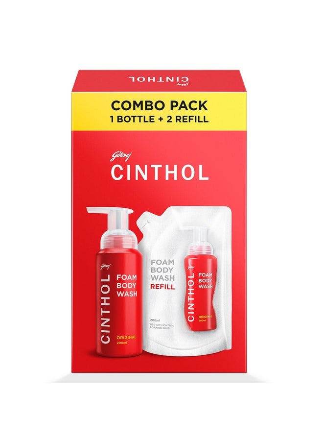 Original Foam Body Wash - Combi Pack (600Ml) | 1 Bottle & 2 Refill | Unique Foam Formula For Moisturized & Irresistibly Soft Skin | Suitable For All Skin Types