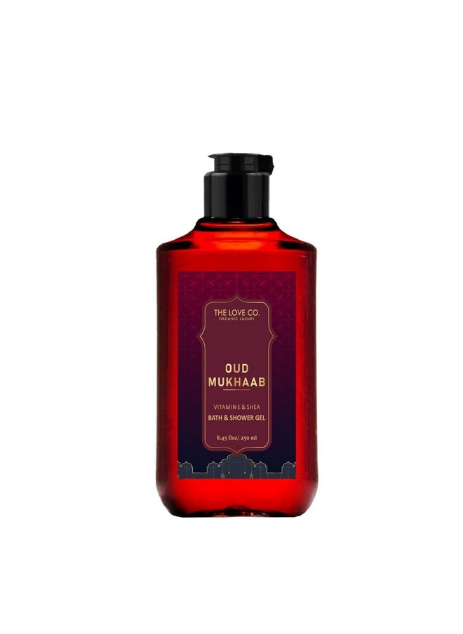 The Love Co Oud Mukhaab - Oud Vanilla Body Wash - For Men & Women Organic & Vegan, Enriched With Shea Butter, Vitamin E, & Niacinamide For Moisturizing Care - 250Ml