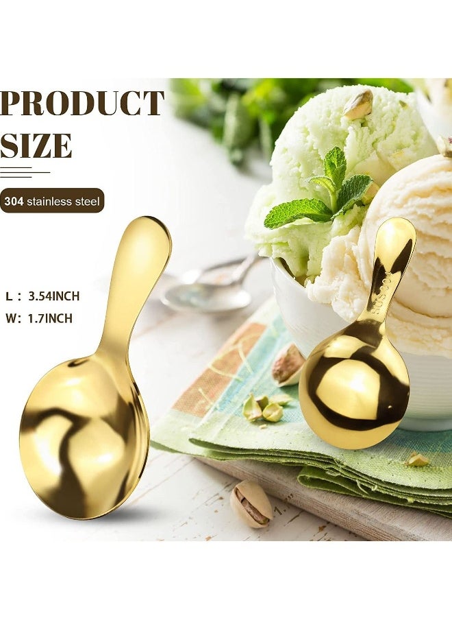 10 PCS Dessert Tasting Spoons, 3.54 inch Food Grade Stainless Steel Short Handle Spoons- Dishwasher Safe, Golden Mini Spoons for Home, Kitchen or Restaurant