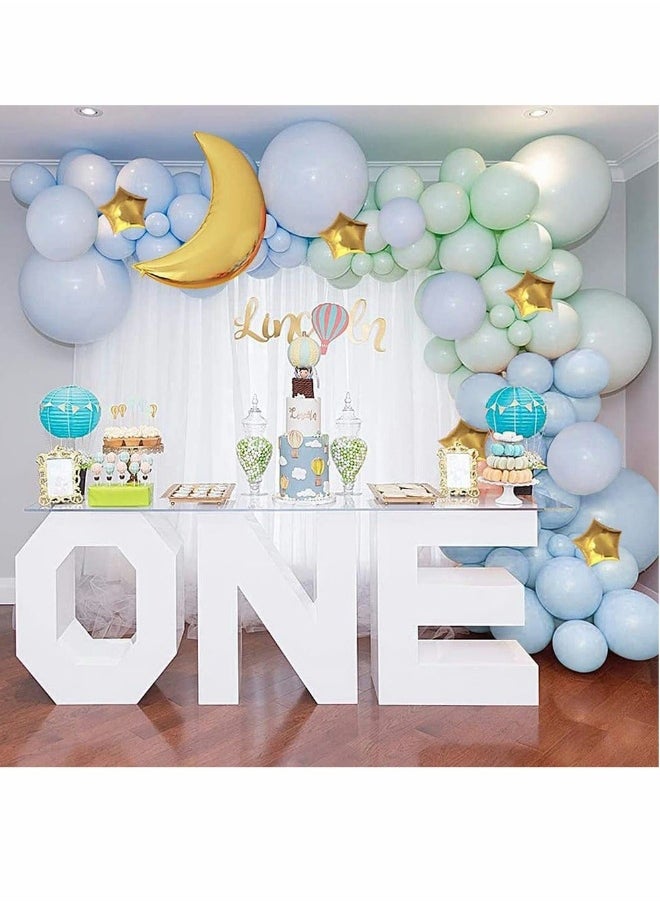 Balloon Arch Garland Kit,Confetti Latex Balloons 16Ft Party Decoration DIY Set (137Pcs Moon Blue+2 Tools )