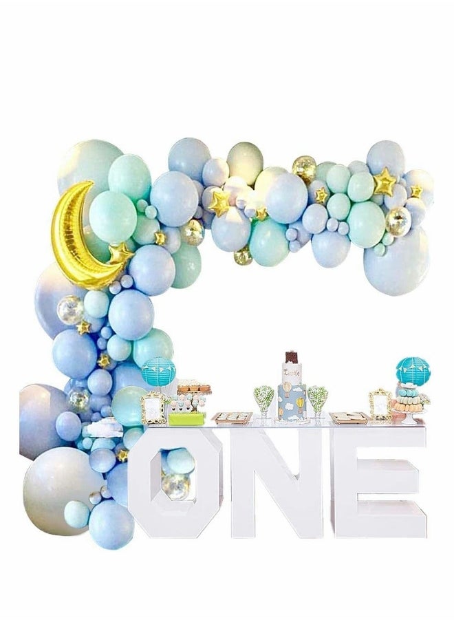 Balloon Arch Garland Kit,Confetti Latex Balloons 16Ft Party Decoration DIY Set (137Pcs Moon Blue+2 Tools )