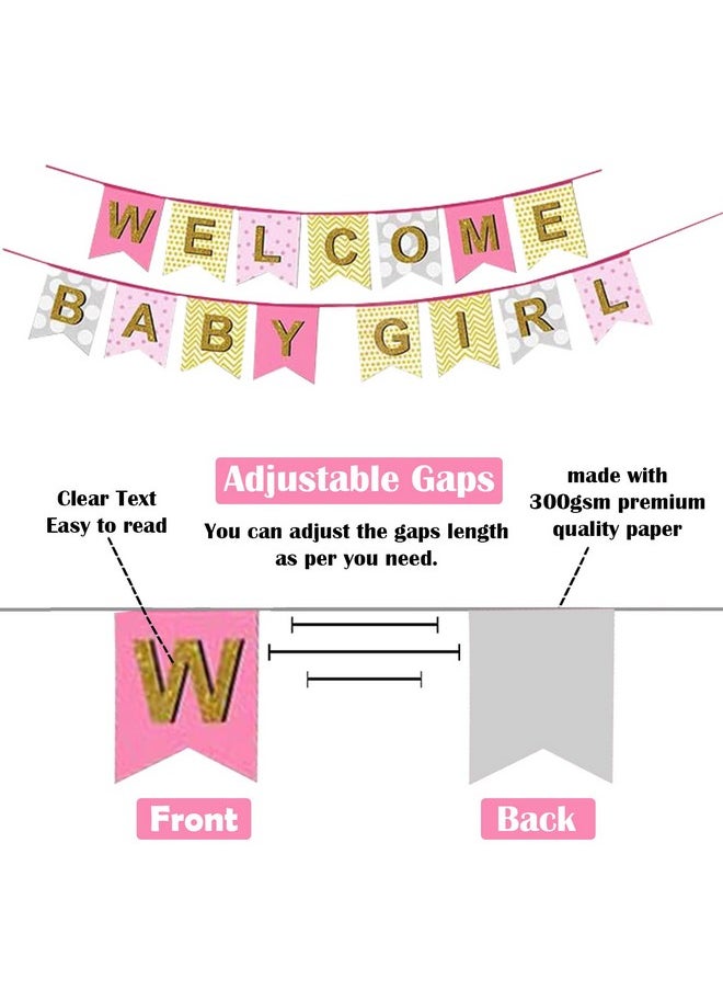 Welcome Baby Decoration- Huge 47Pcs|New Born Baby Welcome Home|Cradle Naming Ceremony Decoration Kit For Kids|Welcome Housewarming Home Princess|Metallic Foil Balloons For Decoration