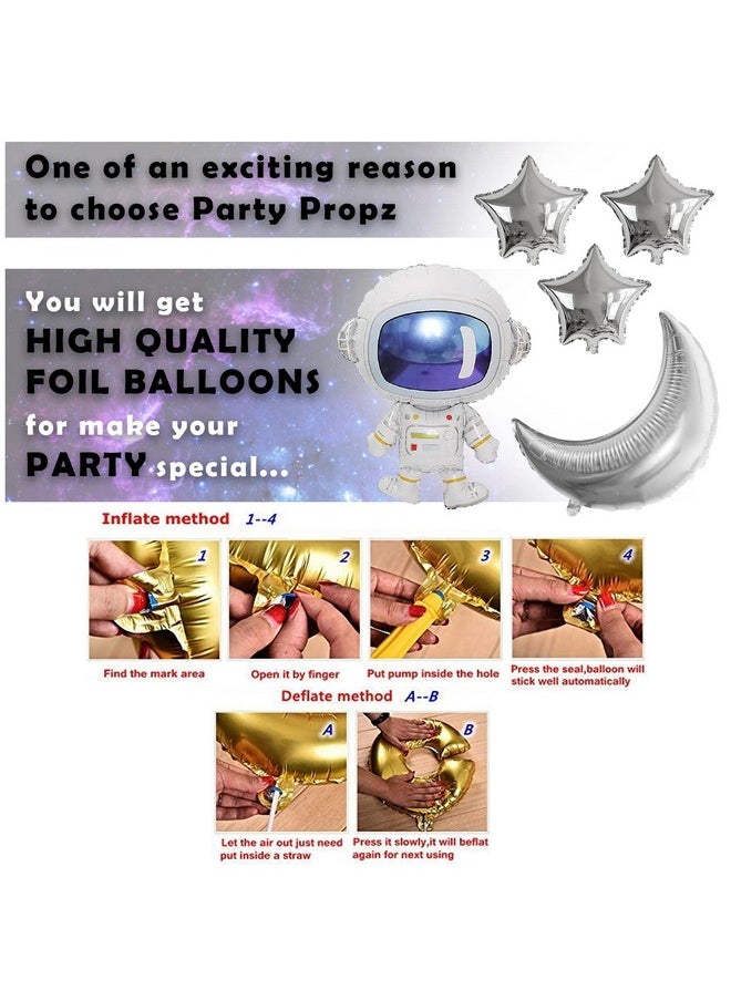 Space Theme Birthday Decoration Kit - 55Pcs, Planet Theme Birthday Decoration Astronaut Theme Birthday Decoration Rocket Theme Birthday Decoration Moon & Stars Foil Balloons, Multicolor